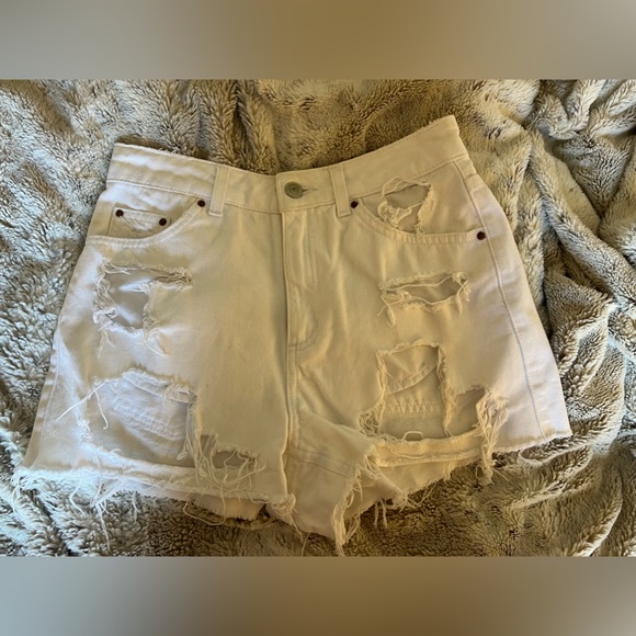 TOPSHOP MOTO BRAND JEAN SHORTS - Picture 1 of 3